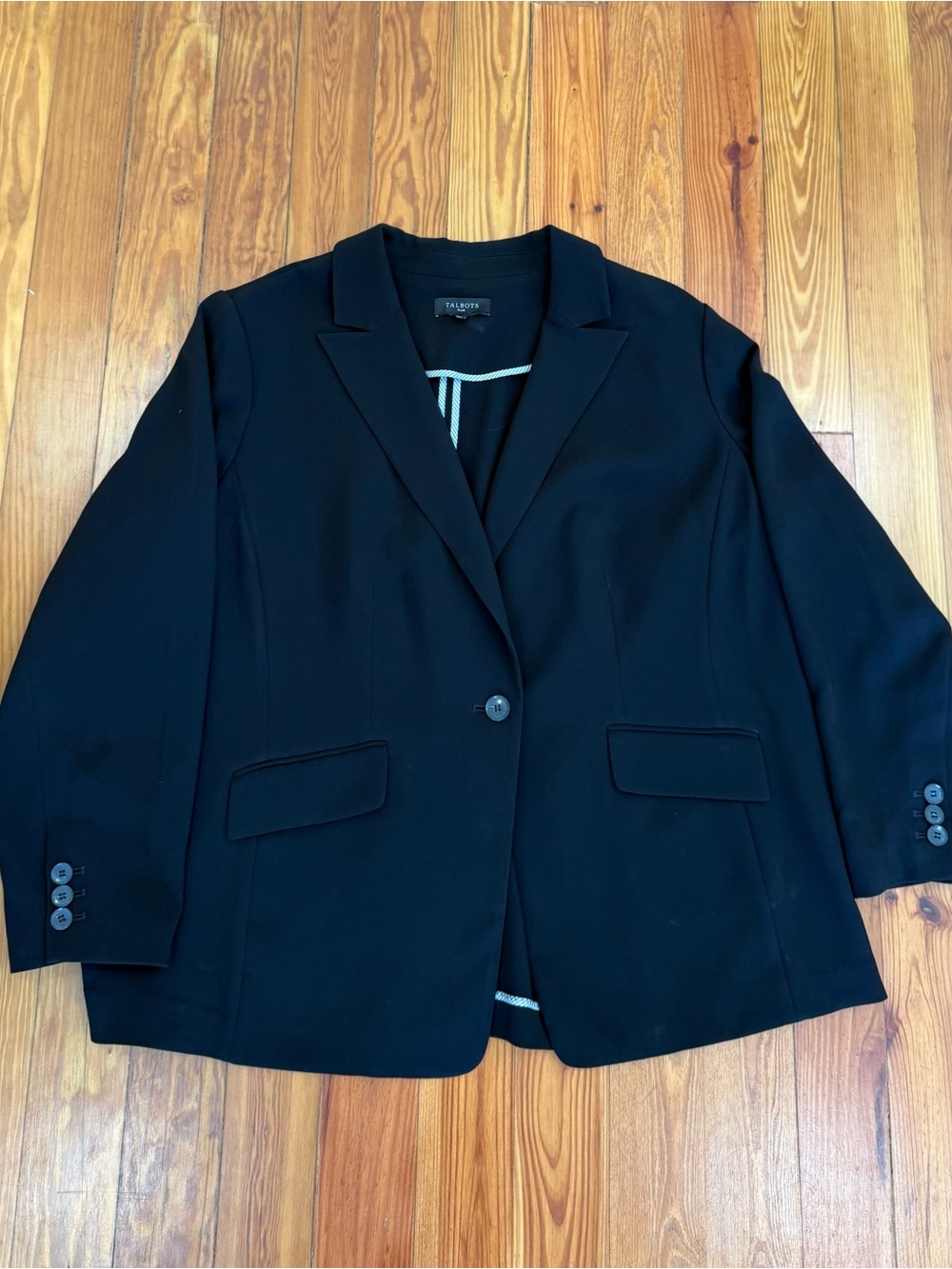 Talbots Black Single-Button Tailored Blazer